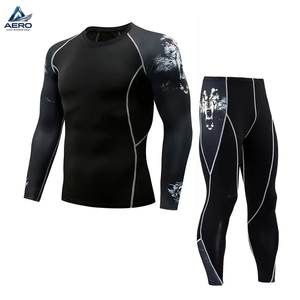 Conjunto Deportivo de Secado Rápido para Hombre, Ropa Deportiva para Correr, Traje de Entrenamiento Moldeador, Conjunto de Compresión, Camiseta de Manga Larga y Leggings - Product Image 1