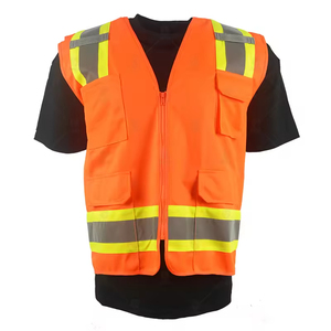 เสื้อกั๊กนิรภัยสีส้มสะท้อนแสงพร้อมแถบสะท้อนแสง ปิดด้วยซิป เสื้อผ้าทำงานผู้ชาย สไตล์ลำลอง ใช้ได้ในฤดูร้อน - Product Image 1
