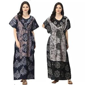 Caftan/<b>Kaftan</b> <b>Indian</b> Combo 2 Cotton Battik <b>Kaftan</b> Nighty Cotton Floral Print Caftan Maxi Night Dress Gown Nighty Dori at Waist - Product Image 3