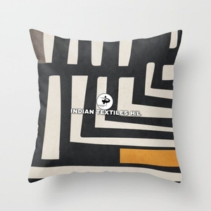 Funda de cojín decorativa minimalista con diseño geométrico, cuadrada, en blanco y negro, lavable, de algodón, estilo bohemio. - Product Image 6