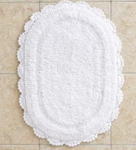 Eco-Friendly Bath <b>Mat</b> <b>Set</b> Solid Pattern Crochet Border Soft Absorbent Non-Slip <b>Bathroom</b> Floor Rug Alternative SEO Titles - Product Image 2