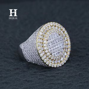 แหวนผู้ชายทองคำขาว-เหลืองสองสี 14K 18K หรูหรา ประดับเพชรเม็ดกลมหลายชั้นแบบเมดัลเลียน ฝังเพชรแล็บโกรว์ สไตล์ฮิปฮอป สีชมพู - Product Image 3
