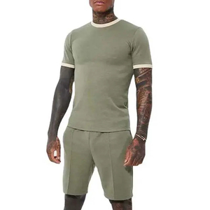 Men's Olive Green Crew Neck <b>T</b>-<b>Shirt</b> Short Sleeve Solid Color Casual Lightweight Cotton Regular Fit Summer Wear - Product Image 2