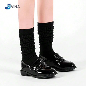 JZVINA ถุงเท้าข้อสั้นสีดำสำหรับผู้หญิงถักจากผ้าฝ้ายระบายอากาศได้ดีสีทึบกีฬาเทอร์โมหนาฤดูหนาว 6 คู่ - Product Image 2