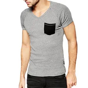 High Quality slim fitted t-shirts raglan v neck with chest pocket Bangladesh wholesale clothing online shopping