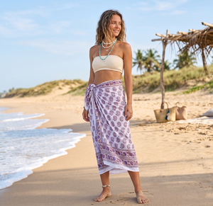 Wholesale Hand Block Print Lightweight Breathable Long Cotton <b>Sarong</b> Pareo Floral Beach <b>Wrap</b> for Women Boho Cover 100% Cotton up - Product Image 4