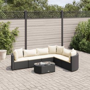 Divano da 7 pezzi in Poly Rattan nero con cuscini eleganti mobili da esterno - Product Image 1