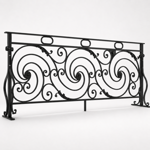 Barandilla Decorativa de Hierro Forjado Negro para Balcón, Panel de Barandilla Metálica con Adornos para Escaleras, Terraza, Decoración Exterior del Hogar - Product Image 2