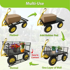 Carriola in Acciaio Rinforzato con Manico 2-in-1, Carrello da Giardino Convertibile in Metallo da 16 Pollici con Lati a Rete Rimovibili - Product Image 6