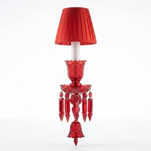 Lustre en cristal rouge importé, 14 lumières, abat-jour en tissu de luxe, lampe de plafond pour salon, hôtel, villa, décoration - Product Image 2