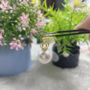 Collar de Perlas de Agua Dulce de 10-13 mm con Luz Intensa para Mujer, Colgante de Corona de Plata Pura, Brillante, Transparente, Fino - Product Image 2