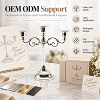 Tempat Lilin Candelabra 3 Lengan Bahan Zinc Alloy Perak untuk Dekorasi Pernikahan, Pesta, dan Acara