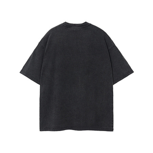 260 GSM 100% Cotton Acid Washed Crew Neck Oversized Fit Blank Print Eco-Friendly Breathable Tee <b>Shirt</b> for Men Knitted Fabric - Product Image 2
