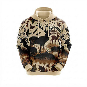 Sweat-shirt à capuche personnalisé pour homme, motif camouflage chasse au cerf, imprimé intégral, OEM/ODM, vente en gros - Product Image 1