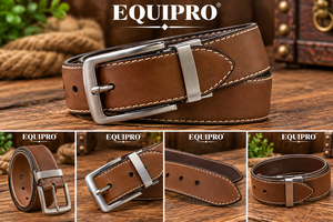 Cinturón Equipro de Cuero Vacuno Marrón Ecológico de 3.5cm, Reversible, con Hebilla Rectangular de Aleación y Costuras en Contraste, Estilo Casual - Product Image 3