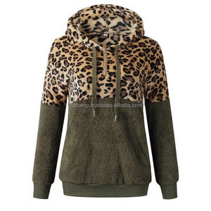 Haute qualité OEM Logo dernière conception dame pull à capuche femmes à manches longues imprimés léopard haut pour femme - Product Image 4