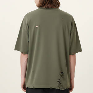 เสื้อยืดผู้ชายสไตล์ฮิปฮอปสั่งทำพิเศษ ทรงโอเวอร์ไซส์ ใส่สบาย ลุคเท่ๆ ผ้าฝ้าย 100% ระบายอากาศได้ดี ไม่ยับง่าย เหมาะสำหรับฤดูร้อน - Product Image 6