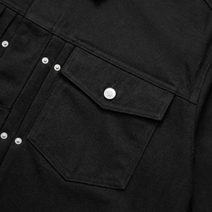 แจ็คเก็ตยีนส์สีดำแบบ Trucker |   เสื้อโค้ทเดนิมทรงโอเวอร์ไซส์สไตล์สตรีทแวร์ติดกระดุม |   แจ็คเก็ตเดนิมฟอกสีแบบหนา |   ผู้ผลิต OEM ตามสั่ง - Product Image 4