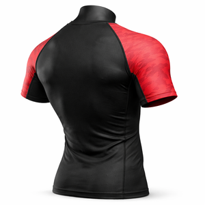 Camiseta Deportiva Unisex Negra y Roja, Protección UV, Manga Larga, Compresión, Secado Rápido, Transpirable, Spandex/Poliéster, Sin Costuras - Product Image 5