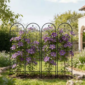 Set di 4 tralicci da giardino in metallo antiruggine neri da 180 cm x 50 cm per piante rampicanti - Product Image 6