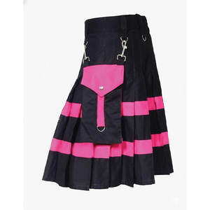 Kilt Híbrido Utilitario Negro y Rosa para Mujer - Falda Kilt Escocesa Moderna con Pliegues 2026 - Product Image 3