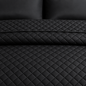 Black Micro Sateen <b>Bedspread</b> 3 Pcs Solid Diamond Stitch Bedding All Season Home Use Durable Style - Product Image 2