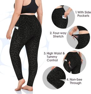 Leggings Deportivos de Tallas Grandes para Mujer, Cintura Alta, Compresión, Transpirables, Spandex/Algodón, para Entrenamiento, Running, Fitness, Hasta la Rodilla - Product Image 3