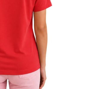 เสื้อยืดลำลองผู้หญิงสีแดงแบบกำหนดเองจากผู้ผลิต พร้อมลายพิมพ์กราฟิกดอกไม้ โลโก้แบบกำหนดเอง แขนสั้น คอกลม แฟชั่นเสื้อท่อนบนสำหรับฤดูร้อน - Product Image 6