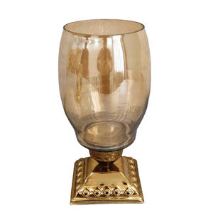 Support à bougies moderne en métal et verre, porte-bougie en verre coloré, porte-bougie pour décoration de mariage - Product Image 4