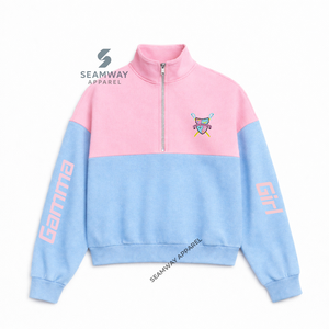 Sudadera con cremallera corta para mujer Gamma Phi Delta, jersey casual con cuello simulado y cremallera, suéter con cuello alto y cremallera. - Product Image 1