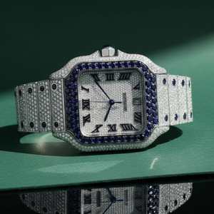 Reloj NYC DIAMOND EMPIRE con Bisel de Piedras Azules, Acero Inoxidable, 41 mm, Cuadrado, Números Romanos, Automático, de Lujo, Estilo Hip Hop, Premium para Hombre - Product Image 3