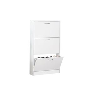 Scarpiera stretta a 3 livelli in legno bianco per ingresso, mobile scarpiera ribaltabile salvaspazio 3D a 3 livelli per casa e appartamento - Product Image 5