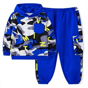 Ensemble survêtement enfant camouflage personnalisé en coton et polyester polaire, sweat-shirt à capuche et pantalon à taille élastique, idéal pour l'hiver, OEM - Product Image 4