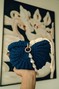 Sac bandoulière en crochet en forme de coquille avec décoration de perles, style bohème, sac à main pour femme - Product Image 4
