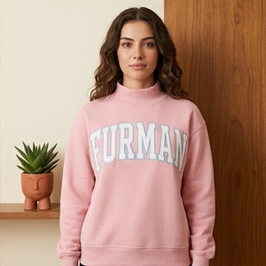 Furman Women's <b>Red</b> Crew Neck Sweatshirt Custom University Campus Mock Neck Sweatshirt With <b>Gingham</b> Embroidery Logo For Student - Product Image 2