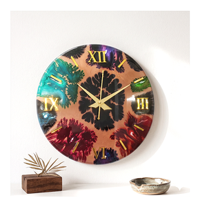 Antique Style Wooden Epoxy Resin <b>Wall</b> Clock Modern Home Decor Housewarming Christmas Wedding Apartment Handmade Touch Needle - Product Image 6