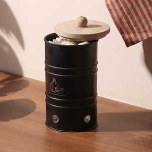 Boîte de rangement en métal de qualité supérieure avec couvercle en bois pour l'organisation du comptoir de cuisine et un rangement élégant à domicile - Product Image 1