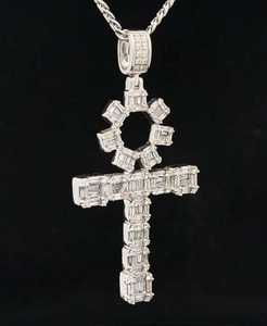 Pendentif Croix Ankh de Luxe Sertie de Moissanite VVS, Bijoux Hip Hop, Collier Argenté Bling - Product Image 4