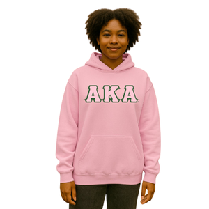 Sudadera con Capucha AKA con Letras Griegas, Sudadera de Felpa Premium, Ropa Personalizada para Hermandades, Sudadera Informal con Capucha para Mujer, Rosa Claro - Product Image 1