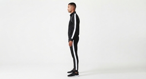 Ensemble de survêtement d'hiver noir 100 % coton avec fermeture éclair, pantalon de jogging léger à col montant, vêtements de sport et de détente avec logo - Product Image 3