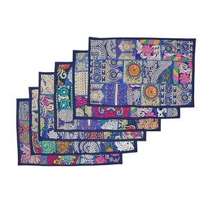 Embroidered Handmade Washable Patchwork <b>Placemats</b> Indian Vintage Design 100% Cotton Farmhouse Dining Table Mats for Home Use - Product Image 3