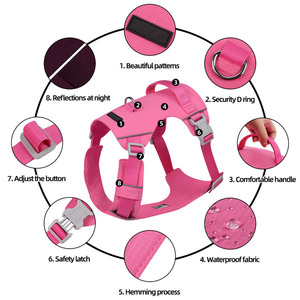 Arnés Ajustable para Perro, Nuevo Modelo 2026, Reflectante, Acolchado, con Clip Frontal y Asa, Impermeable, de Nailon, Multicolor - Product Image 3