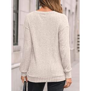 2025 femmes léger à manches longues tunique automne 2025 habillé pull décontracté hauts coupe ample col rond vêtements - Product Image 4