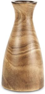 Natural Brown Stain Wooden Handmade Modern Flower Vase Bottle Shaped Slim Decorative Desktop Centerpiece - Product Image 4