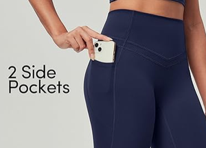 HAWK SPORTS INDUSTRIES Leggings sans couture taille haute pour femme, couleur unie, longueur intégrale, avec poches, respirants, extensibles, sportifs - Product Image 4