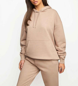 Conjunto Deportivo para Mujer, Sudadera con Capucha de Color Sólido y Pantalones Deportivos, Corte Holgado, Informal, con Bolsillos Laterales, Ropa de Otoño - Product Image 3