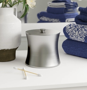 Wholesale Stainless Steel <b>Vanity</b> Canister with Lid Modern Bathroom Storage Jar Curved Cotton Swab Holder Luxury Organizer <b>Box</b> - Product Image 1