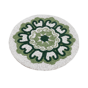 Luxury Modern Beaded Placemat Eco-Friendly Polyester Cloth for Dining <b>Table</b> Available in Round <b>Square</b> Styles for <b>Kitchen</b> Use - Product Image 2