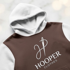 Sudadera con Capucha para Hombre, Color Marrón-Blanco, Diseño Personalizado, Poliéster/Algodón Transpirable, Ropa Hooper Sostenible, Superventas - Product Image 1