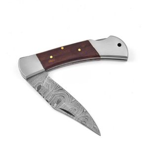 Cuchillos Plegables Resistentes con Hoja de Acero con Patrón de Damasco, Empuñadura de Hueso Hecha a Mano, Funda Protectora de Cuero para Caza, Camping y Senderismo - Product Image 3
